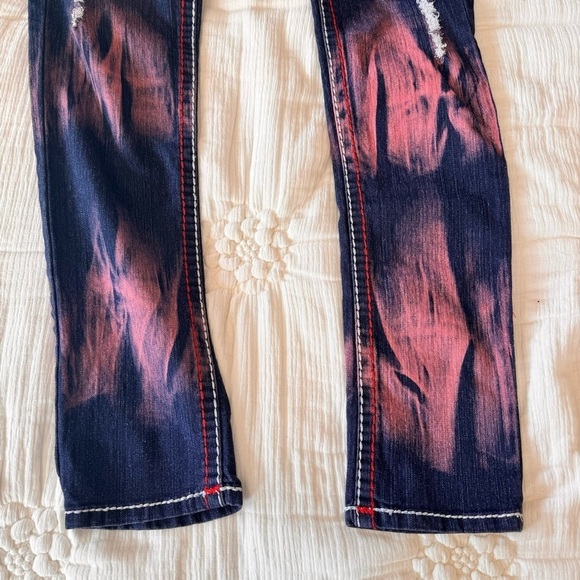 True Religion super T jeans distressed OOAK mid low rise red Rare NEW deadstock - Picture 8 of 16